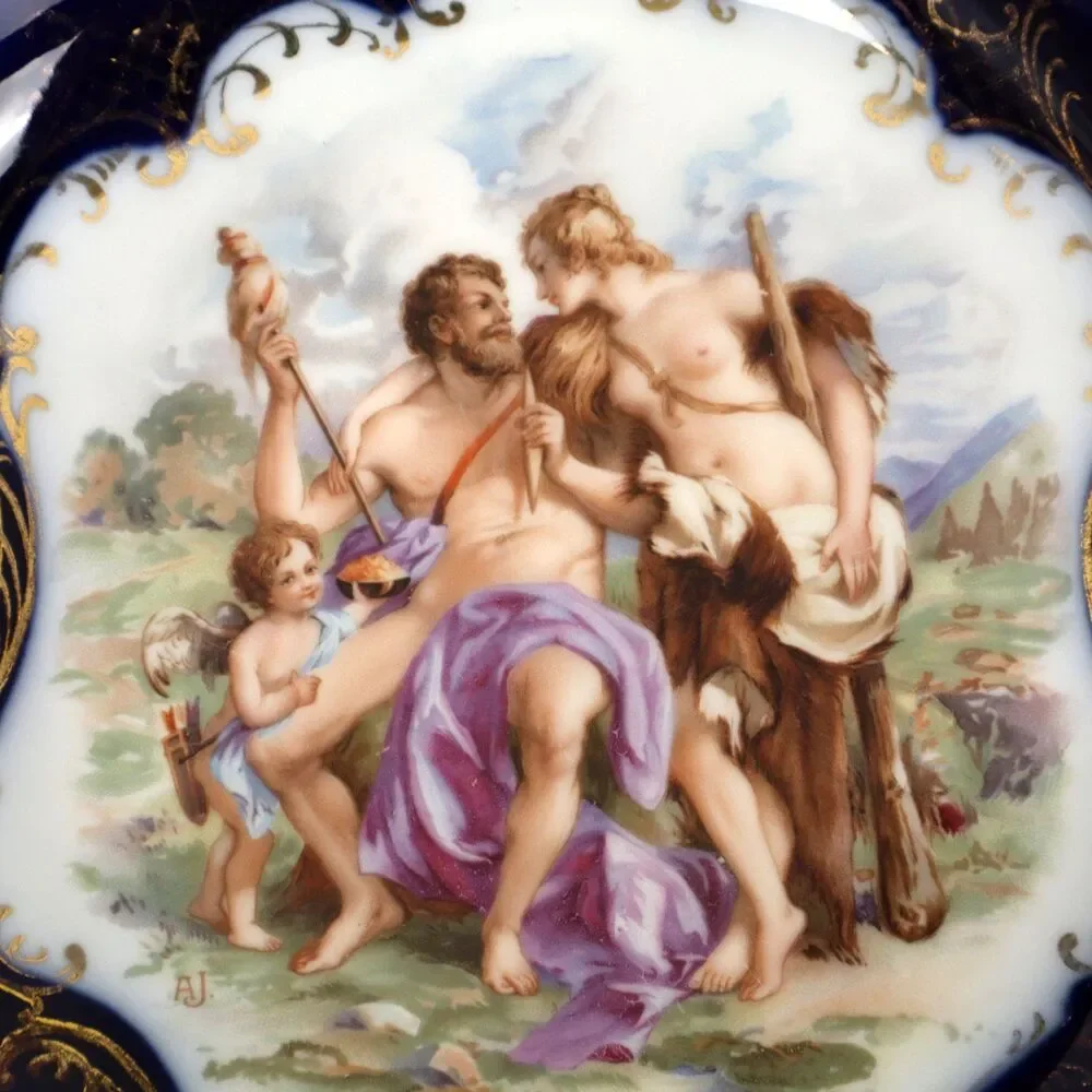 ROYAL BAVARIAN GERMANY PMB FLOW BLUE ZEUS & HERRA DECORATION 9